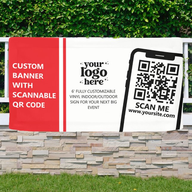 Firmenlogo QR-Code Vinyl Rot Innenbereich Banner (Von Creator hochgeladen)