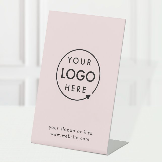 Firmenlogo | Rosa Beruflich Sockelschild (Blush pink company branded feminine tabletop signs for small business promotion & marketing.)