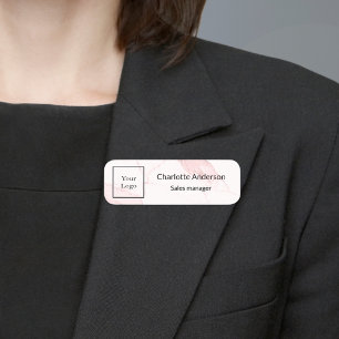 Firmenlogo rosa Marmormitarbeiter elegant Namensschild