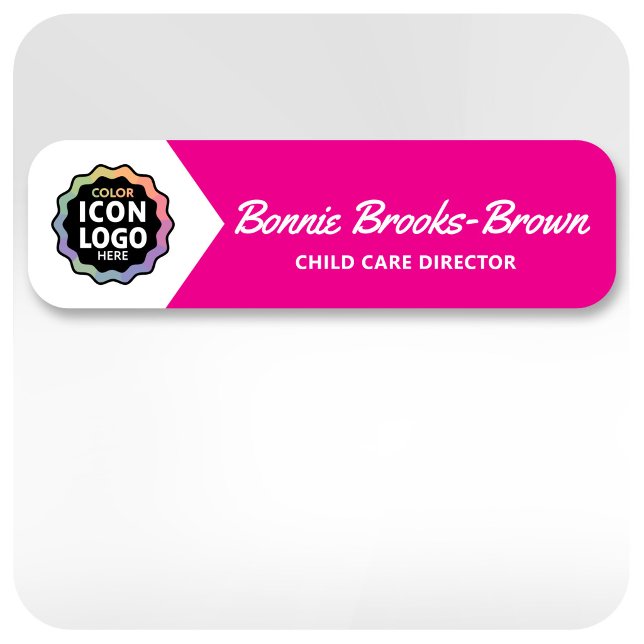 Firmenlogo Rosa Weiß Mitarbeiter-ID Namensschild (Von Creator hochgeladen)