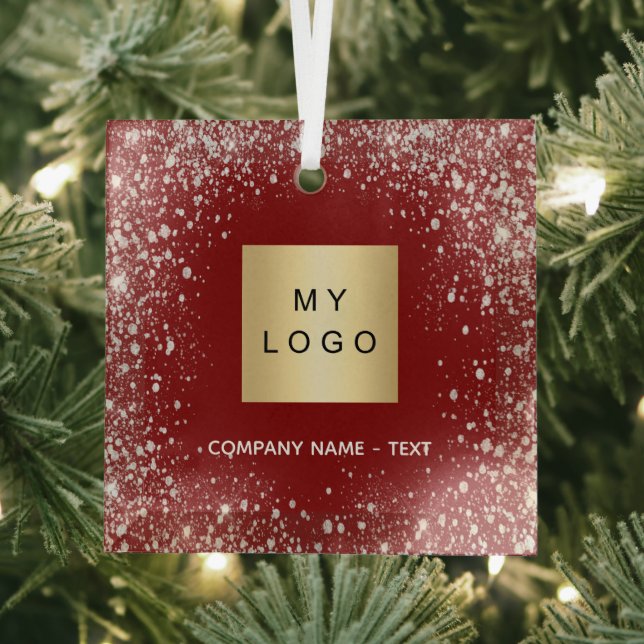 Firmenlogo Rot-Silber-Glitzer Ornament Aus Glas (Insitu)