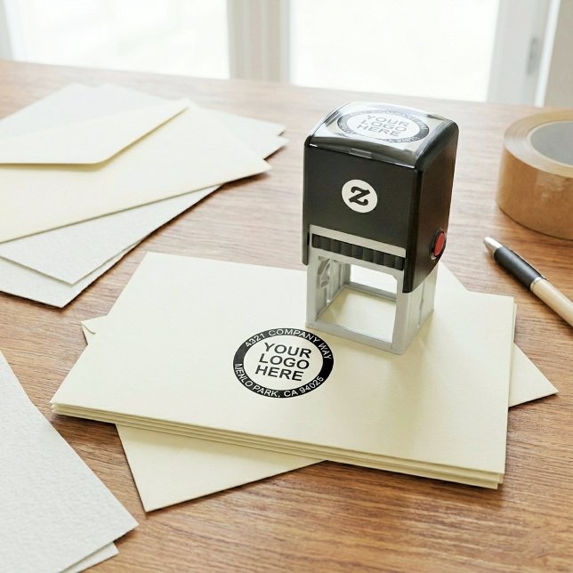 Firmenlogo & Runde Rücksendeadresse Geschäftsstemp Permastempel (Modern Round Return Address Self Stamp)