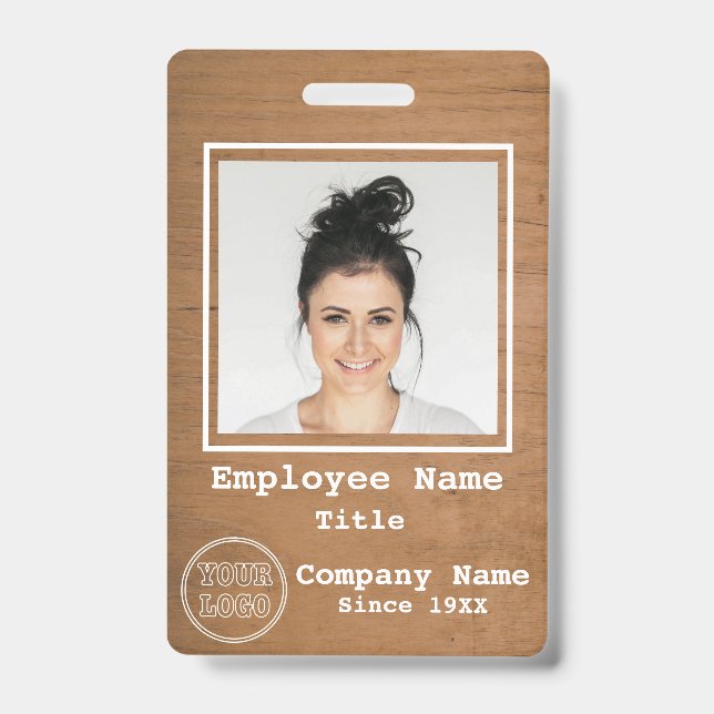 Firmenlogo Rustic Light Wood Foto Employee Id Ausweis (Vorderseite)