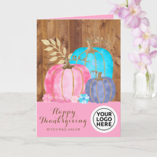 Firmenlogo Rustikal rosa Erntedank Pumpkins Karte