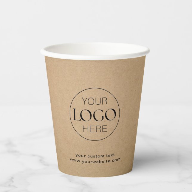 Firmenlogo Rustikaler Kraft-Kaffee Pappbecher (Vorderseite)
