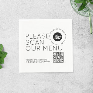 Firmenlogo Scan Menü QR Code Runder Text Business Serviette