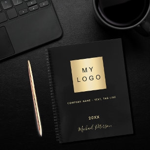 Firmenlogo schwarz, elegante Monografie Notizbuch