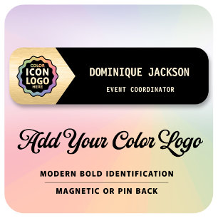 Firmenlogo Schwarz Gold Klassisch Chevron ID Namensschild