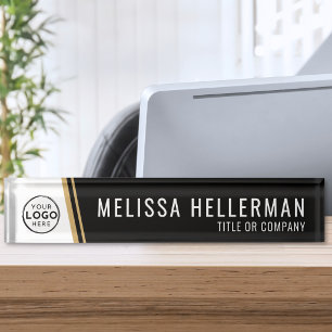 Firmenlogo Schwarz Gold Namensplakette