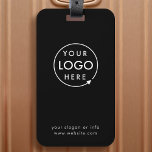 Firmenlogo | Schwarz Modernes Berufliches Reisen Gepäckanhänger<br><div class="desc">Ein einfaches,  individuelles schwarzes Gepäckanhänger-Template in modernem minimalistischem Stil,  das mit Ihrem Firmenlogo,  Slogan und Geschäftsdetails leicht aktualisiert werden kann. #luggagetag #logo</div>