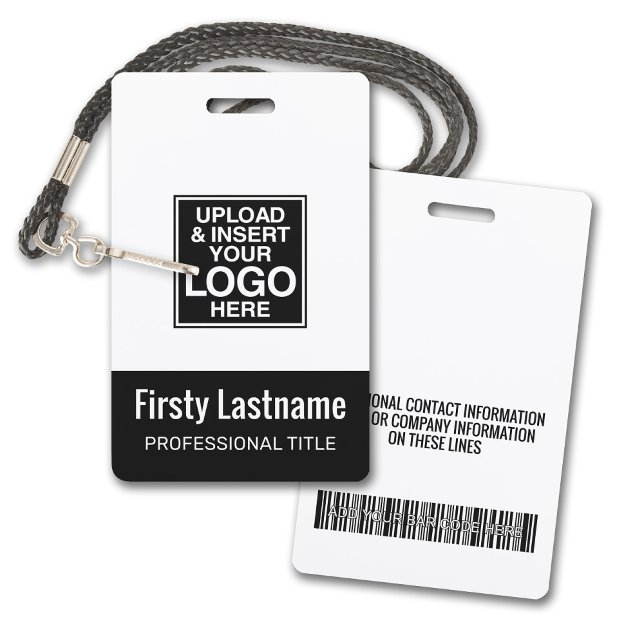 Firmenlogo SCHWARZ Name Titel Bar Code Benutzerdef Ausweis (Plastic ID Badge with logo and Credentials)