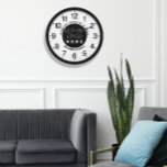 Firmenlogo Schwarz-weiß Silbername Slogan Große Wanduhr<br><div class="desc">Einzigartig minimalistisch und dekorativ korrespondiert mit aktuellem Trend in der Wohngestaltung. Sie können die Form und Farbe der Hand ändern.</div>