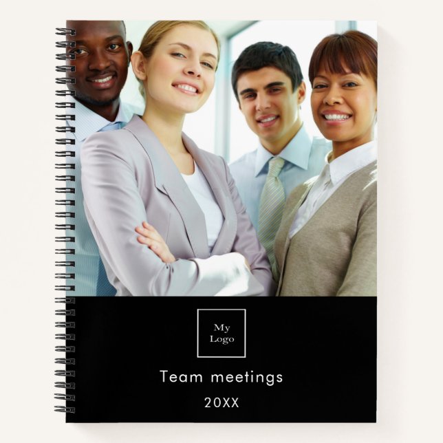 Firmenlogo Schwarz-weißer QR-Foto Notizbuch (Vorderseite)