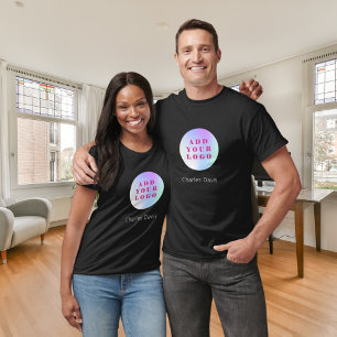 Firmenlogo, schwarze Arbeits- und Firmenbezeichnun T-Shirt