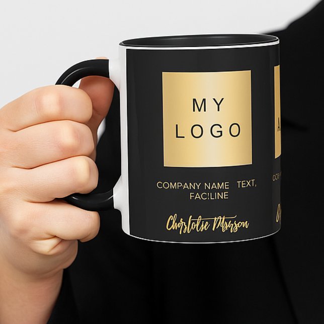 Firmenlogo, schwarze Goldschrift Tasse (Von Creator hochgeladen)