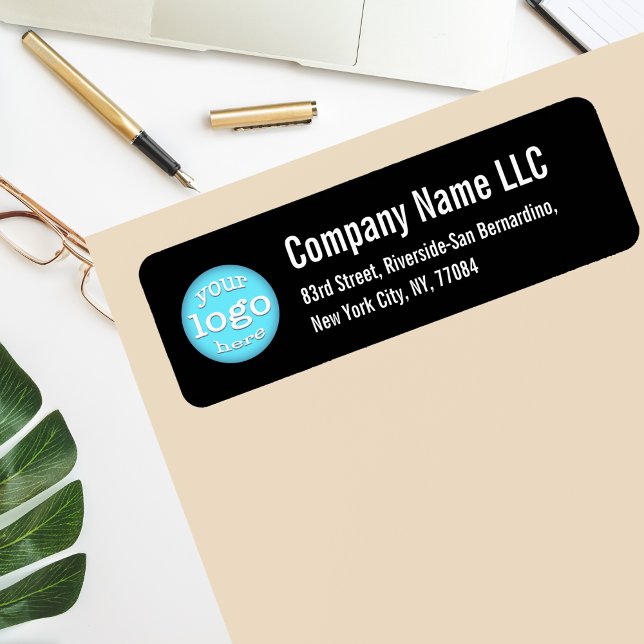 Firmenlogo Schwarzweiß-Rücksendeadresse (Company Business Logo Black & White Return Address Label)