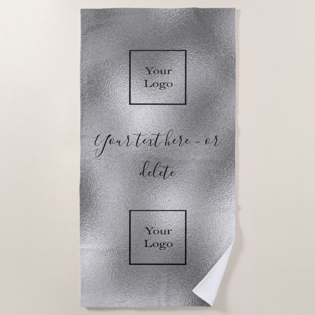 Firmenlogo Silberschwarz Strandtuch (Vorderseite)