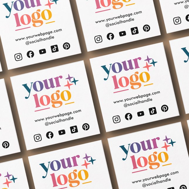 Firmenlogo - soziale Medien Quadratische Visitenkarte (Square card in 2.5 inch size shown. Choose paper and corner style.)