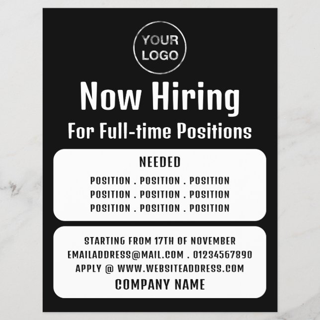 Firmenlogo, Stellenangebote Stellenwerbung Flyer (Vorne)