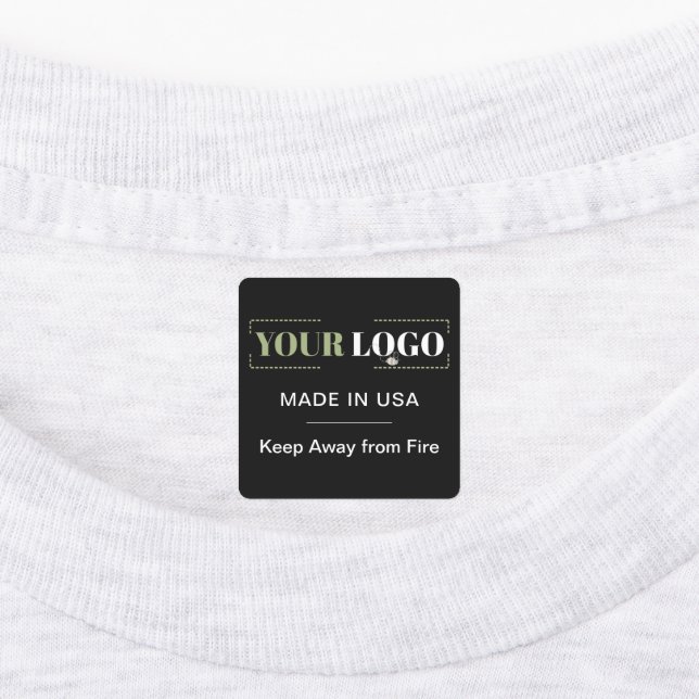 Firmenlogo Text Land Schwarze Kleidung Etiketten (Befestigt)