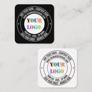 Firmenlogo-Text und Farbenkarte Quadratische Visitenkarte