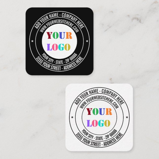 Firmenlogo-Text und Farbenkarte Quadratische Visitenkarte (Vorne/Hinten)