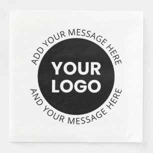 Firmenlogo und bearbeiteter Text, weiß und schwarz Serviette