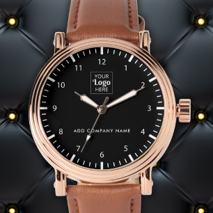Firmenlogo und Firmenwerbung schwarz Armbanduhr