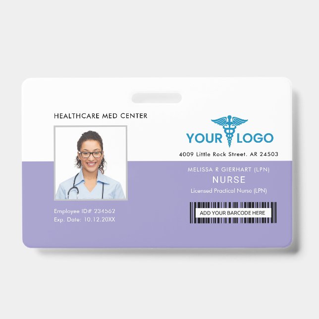 Firmenlogo und Foto-ID für Krankenhausmitarbeiter Ausweis (Vorderseite)