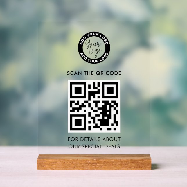 Firmenlogo und QR-Code Acrylschild (Neutral)