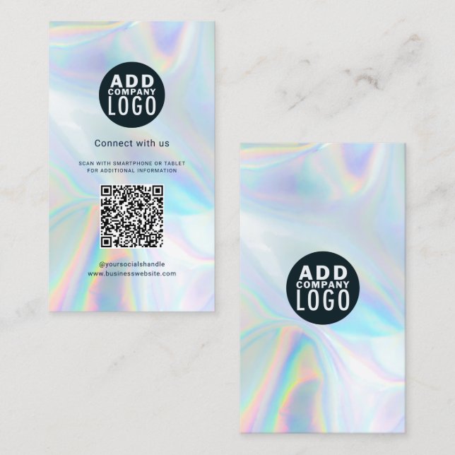 Firmenlogo und QR-Code DIY Coworker Holographisch Visitenkarte (Vorne/Hinten)