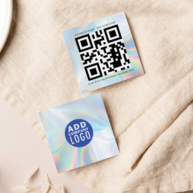 Firmenlogo und QR-Code DIY Holografisch Quadratische Visitenkarte (Von Creator hochgeladen)