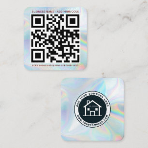 Firmenlogo und QR-Code DIY Holografisch Quadratische Visitenkarte