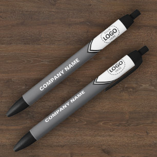 Firmenlogo und Text-grauer Pen Kugelschreiber