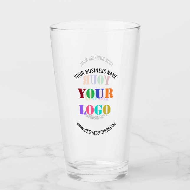 Firmenlogo und Text-Werbeglas Glas (Vorderseite)
