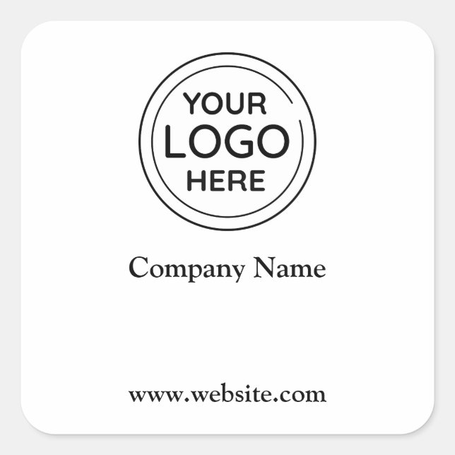 Firmenlogo und Webadresse Quadratischer Aufkleber (Vorderseite)