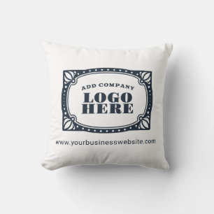 Firmenlogo und Website-Adresse des Slogans hinzufü Kissen