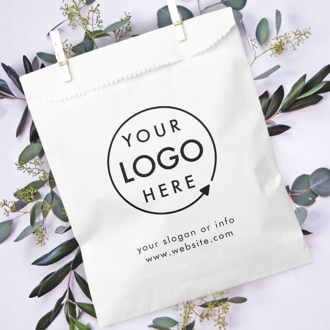 Firmenlogo | Unternehmen Beruflich Branding Geschenktütchen (Minimalist white company branded favor bags for small business gifting, packaging & brand promotion.)
