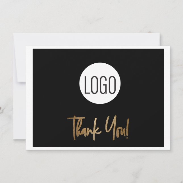 Firmenlogo Unternehmen Gold Script Dankeskarte (Vorderseite)