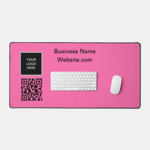 Firmenlogo Unternehmen Hot Pink QR Code Schreibtischunterlage