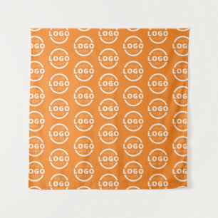 Firmenlogo Videokonferenz Hintergrund Orange Wandteppich