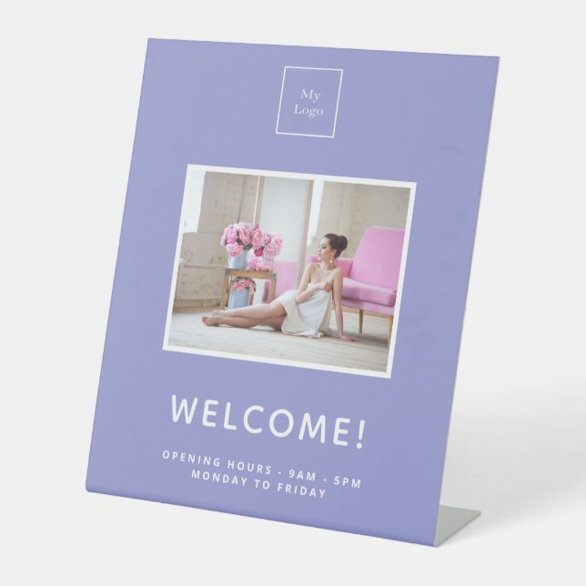 Firmenlogo Violette Lavendel Foto willkommen Sockelschild (Vorderseite)