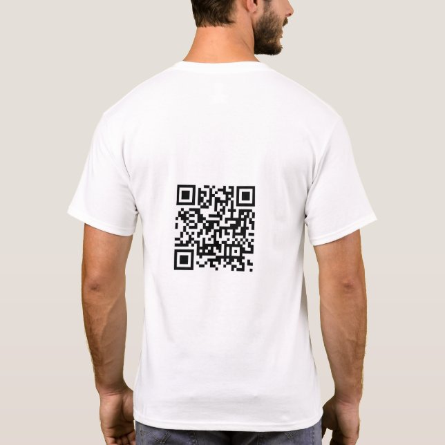 Firmenlogo Website Name des Mitarbeiters QR-Code T-Shirt (Rückseite)