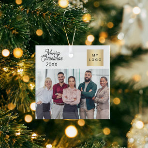 Firmenlogo Weihnachten Modernes Foto Ornament Aus Glas