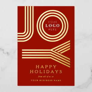 Firmenlogo Weihnachten Rot & Gold Folien Feiertagskarte