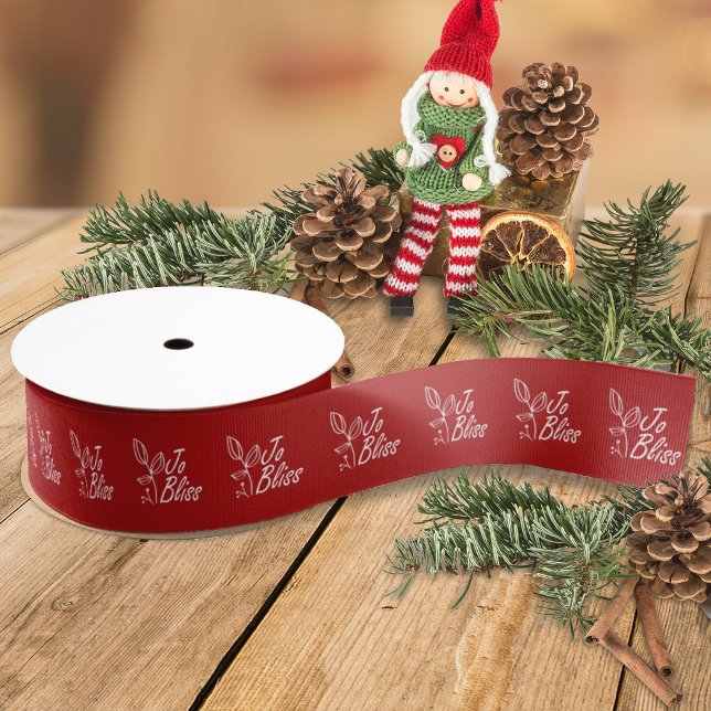 Firmenlogo, Weihnachtsfeiertag Ripsband (red ribbon with white business logo, red company holiday christmas gift ribbon, red promotional gift)