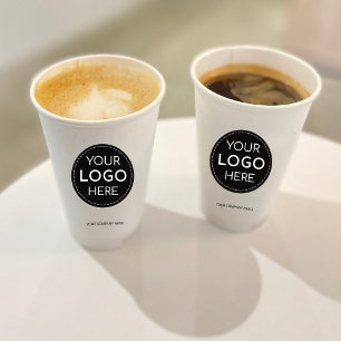 Firmenlogo weiß, modern beruflich 8oz pappbecher