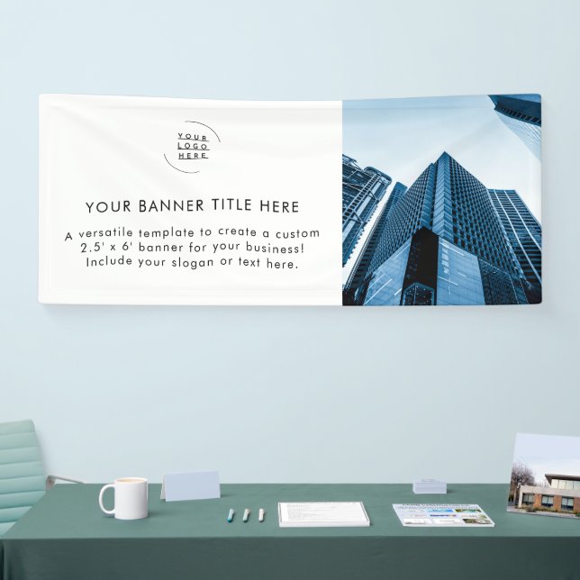 Firmenlogo | White Minimalistisch Modern Foto 6' Banner (Messe)