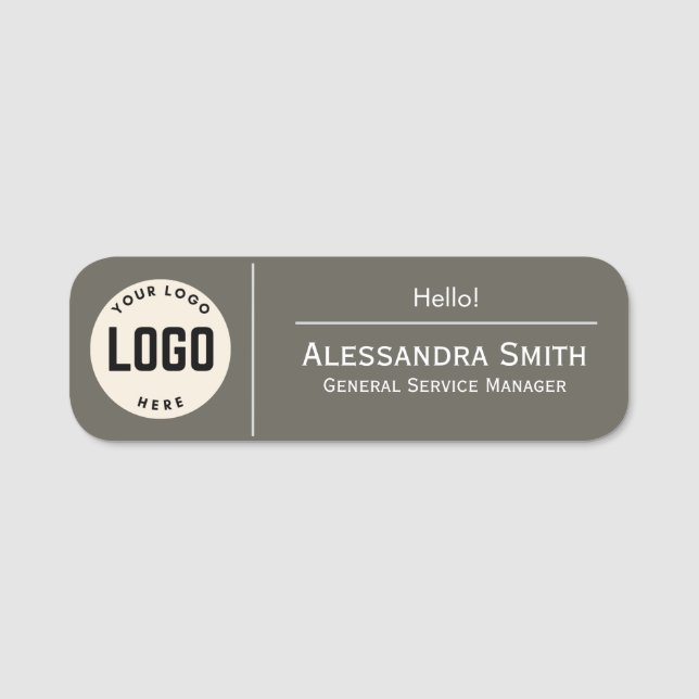 Firmenlogos, graufarbig bedruckte Kunststoffmitarb Namensschild (Vorderseite)