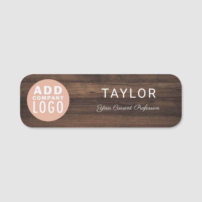 Firmenlogos Mitarbeiter von Rustic Custom Namensschild (Vorderseite)